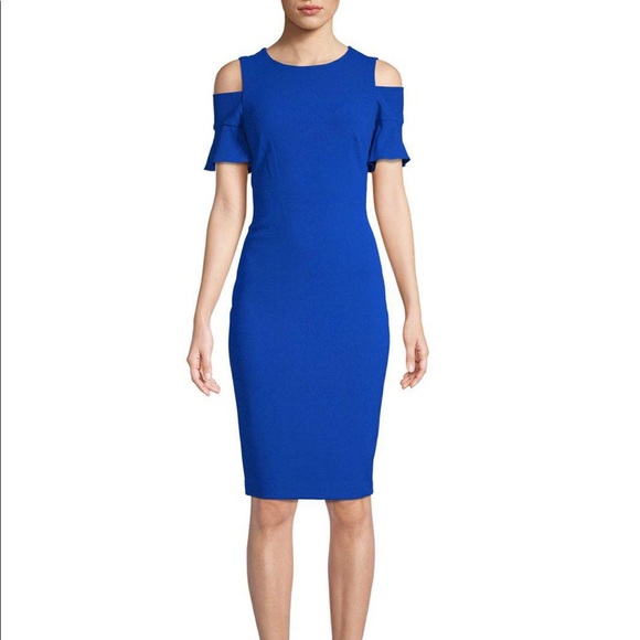 Calvin Klein Dresses & Skirts - Calvin Klein Blue shoulder-less dress
